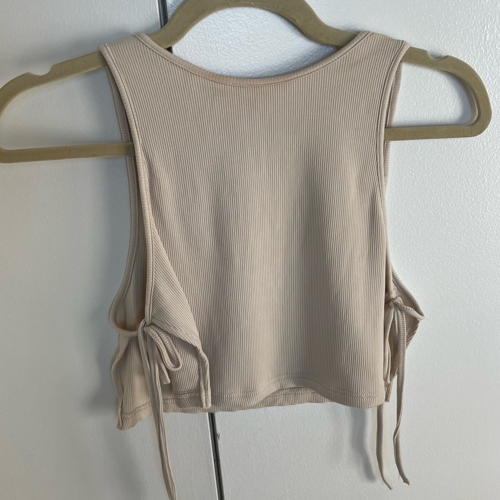Tan Crop Tank Top with open sides
